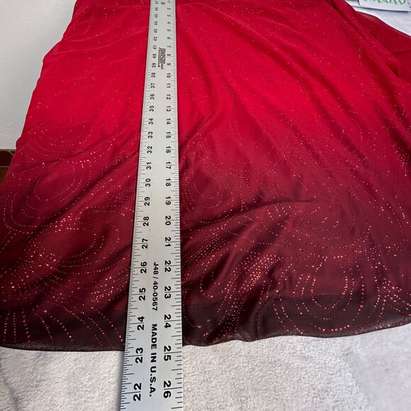 Sara Michelle Women Plus Size 3X Red & Black Ombre Glitter Poncho Top Blouse New - Picture 9 of 9